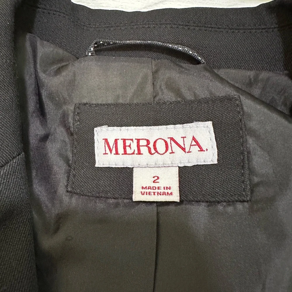 Euc $48 Merona Target Suit Coat Jacket Blazer Career Black Pockets Black 2 XS - Picture 9 of 10